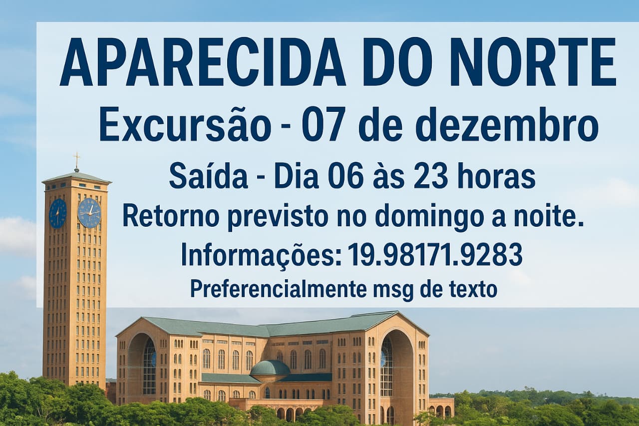 ​O Jornal de Martim convida você a participar de excursão para Aparecida do Norte